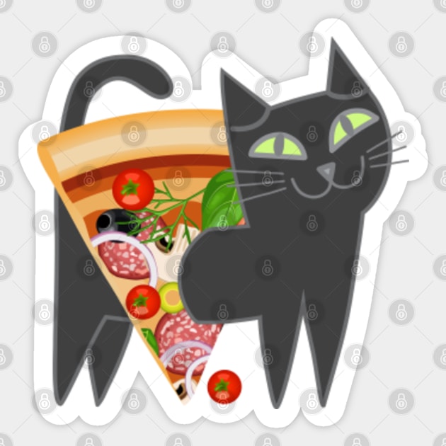 Cat loves pizza Sticker by Plushism